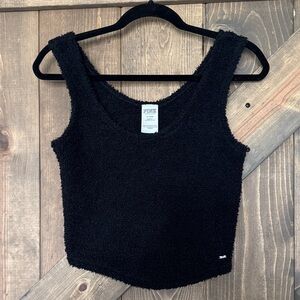 PINK Victoria's Secret Black Fuzzy Crop Top Size Medium